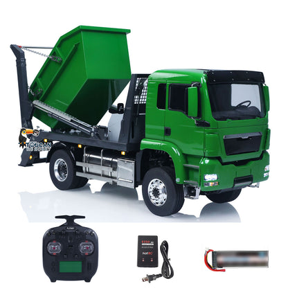 LESU Z0068 1/14 Metal 4x4 Hydraulic Swing Arm Garbage Vehicle 3 Speed Transmission Lock Differential Axles for Backyard Fun