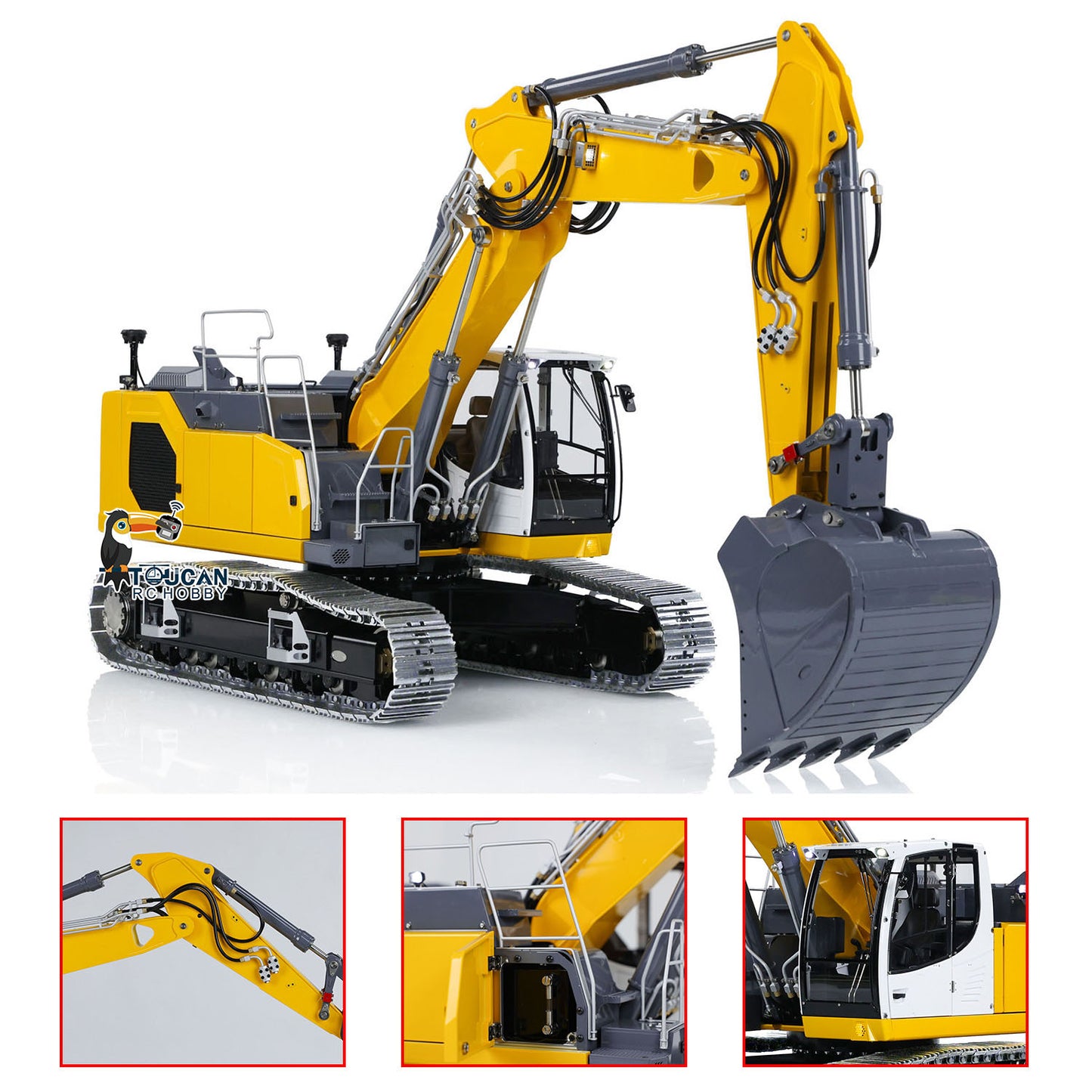 LESU Aoue LR945 1/14 Metal RC Hydraulic Excavator B0017 KIT/PNP CNC 7CH Valve 3-arm Digger LED Lights Electronic Display for Professional Construction Truck Model Collectors DIY