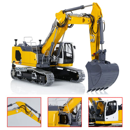 LESU Aoue LR945 1/14 Metal RC Hydraulic Excavator B0017 KIT/PNP CNC 7CH Valve 3-arm Digger LED Lights Electronic Display for Professional Construction Truck Model Collectors DIY