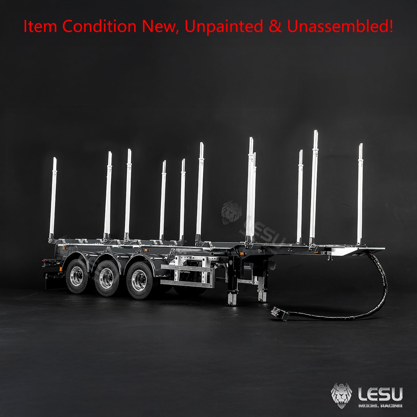 LESU A0053 1/14 Metal RC Log Semi Trailer with Electric Support Legs Magnetic Power Connector for Tractor Truck Weekend Outdoor Fun