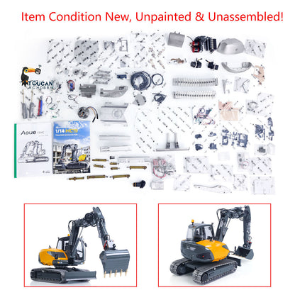 In Stock LESU MC15 4 Arms Metal 1/14 Hydraulic Remote Control Excavator KIT Model RC Digger Dual Pumps 9 Ways Valve Light Sound Motor