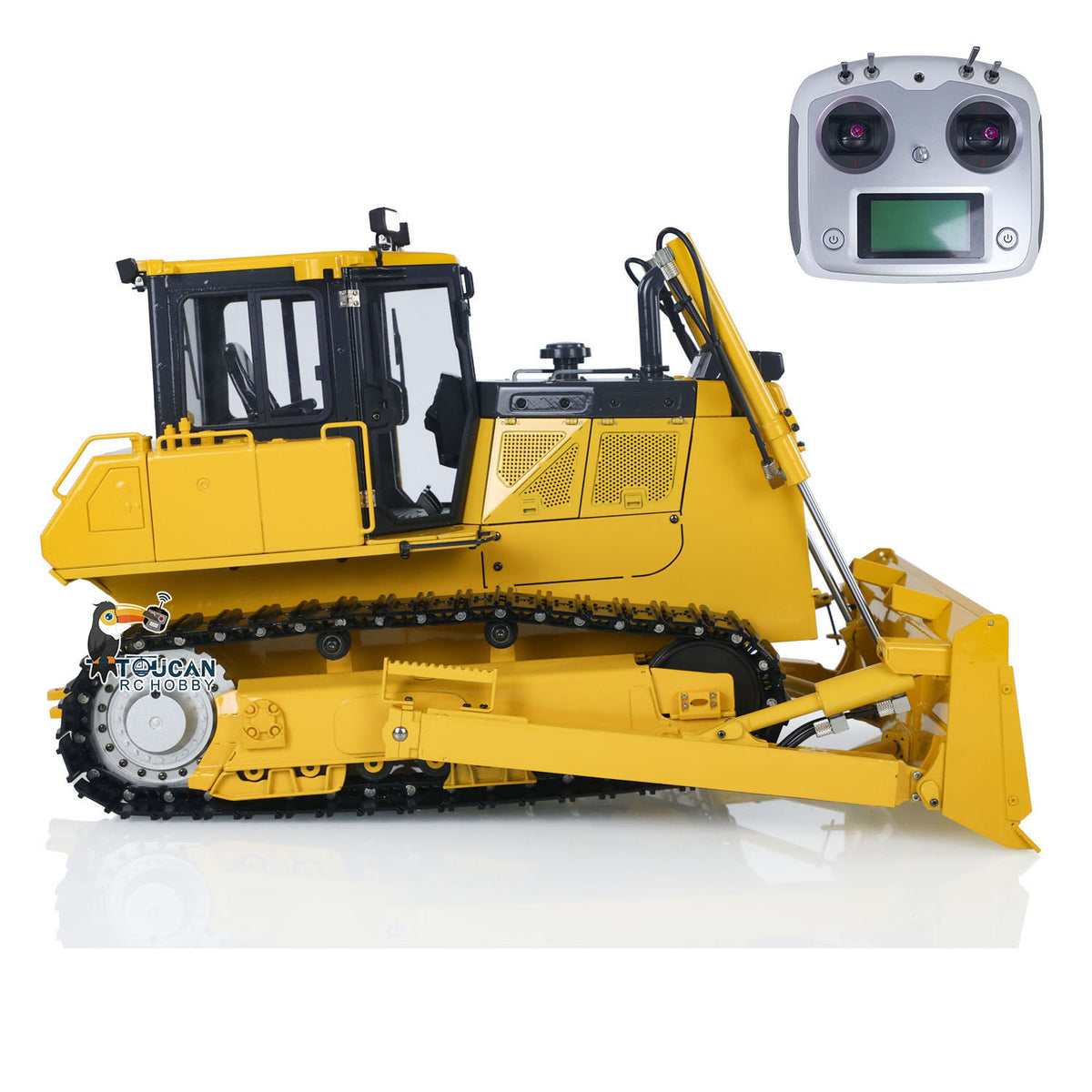 TOUCAN RC HOBBY JZModel 1/12 RC Metal Hydraulic Bulldozer D65EX Radio Controlled Heavy Machine Model Emulated Construction Car I6S Light Sound