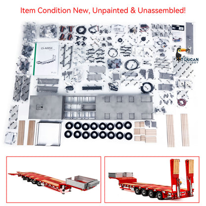 LESU Metal 1/14 RC Trailer A0054 Hydraulic Lifting Tailboard 4 Axles Steering Available for DIY RC Tractor Truck Lorry Car Model