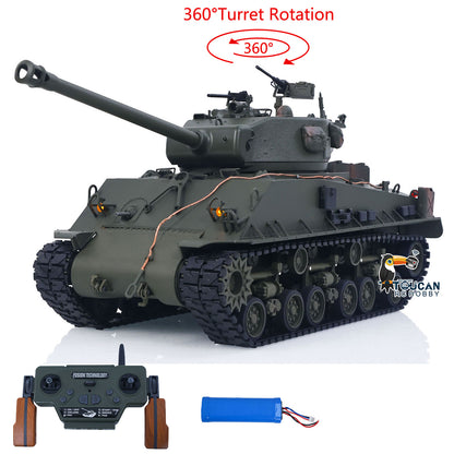 US Stock 1/16 Remote Control Tank Sherman M4A3 E8 Fury Edition IR BB Barrel Elevation Smoke Unit Metal Chassis Road Wheels 360 Rotation