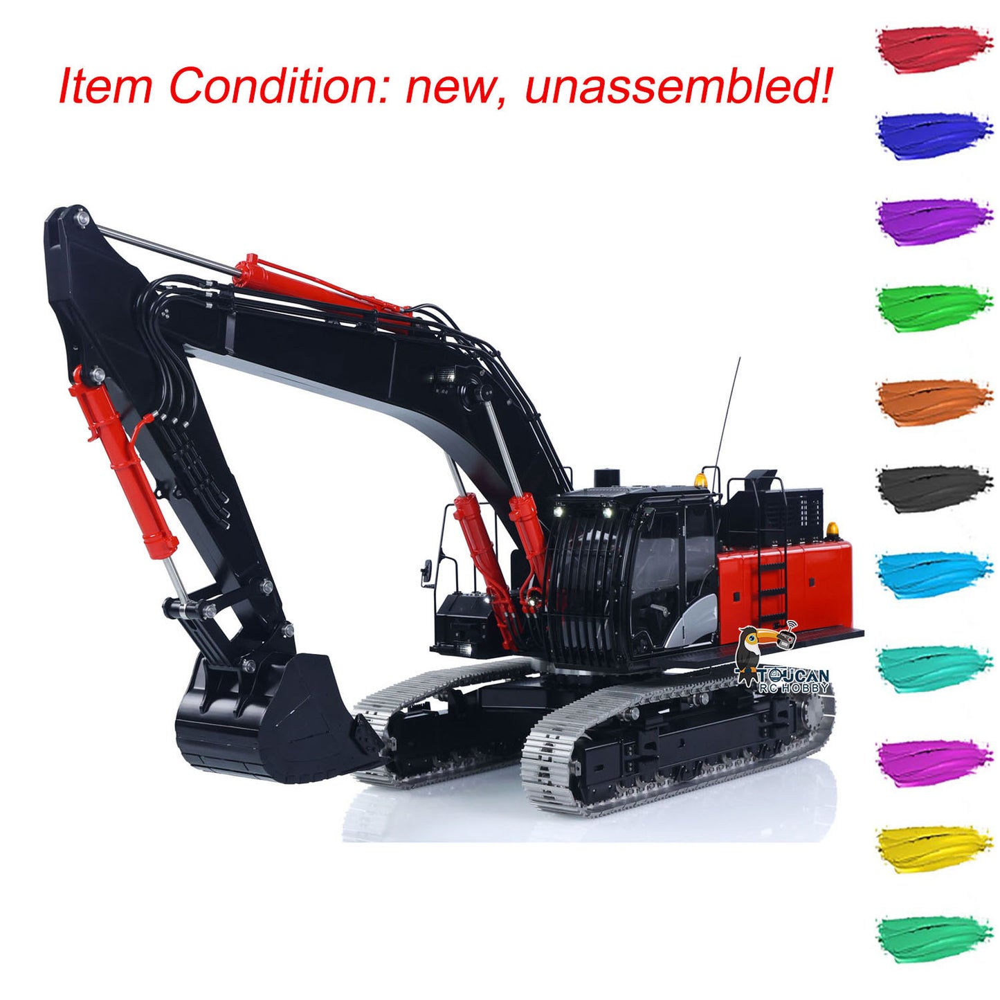LESU Aoue ZX490 1/14 Metal RC Hydraulic Excavator B0026 6-Channel Directional Valve 360 Degrees Continuous Rotation High-torque Drive Wheels Lighting System