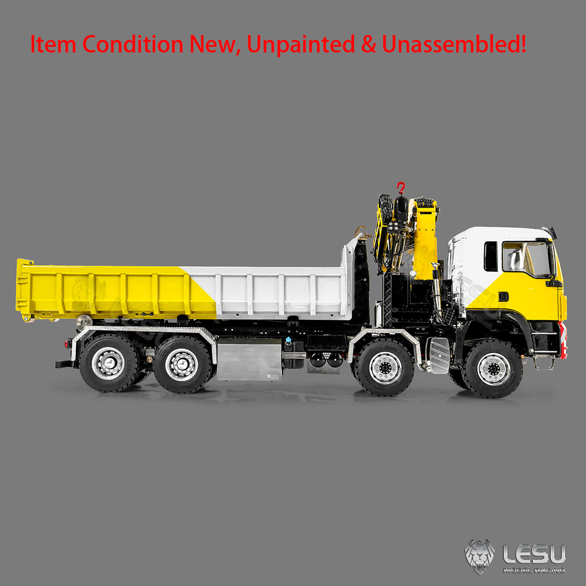 TOUCAN RC HOBBY LESU Z0124 1/14 8x8 Hydraulic Crane RC Roll Off Dump Truck with TGS Cabin Metal Chassis Telescopic Hook Lift 3 Speed Gearbox Light Sound System