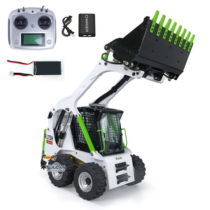 LESU 1/14 Metal Wheeled Skid-Steer Hydraulic RC Loader Aoue LT5H I6S RTR Painted Ripper Scarifier Gripper Sieve Bucket Trailer