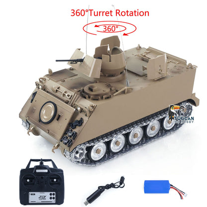 TD Metal 1/16 RC Tank M113A1 Pro Edition Remote Control Electronic Toy 360 Turret Rotation Infrared Combat System Smoke Unit Light Sound Adjustable Tracks Metal Wheels Gearboxes Battery
