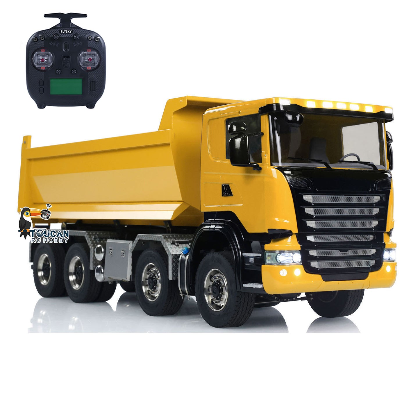 Toucanhobby G88 1/14 Metal 8x8 RC Hydraulic Roll On Off Dump Truck PNP U-Shaped High Bucket 3 Speed Transmission Differential Lock Light Sound ST8 Controller for Construction Collectors