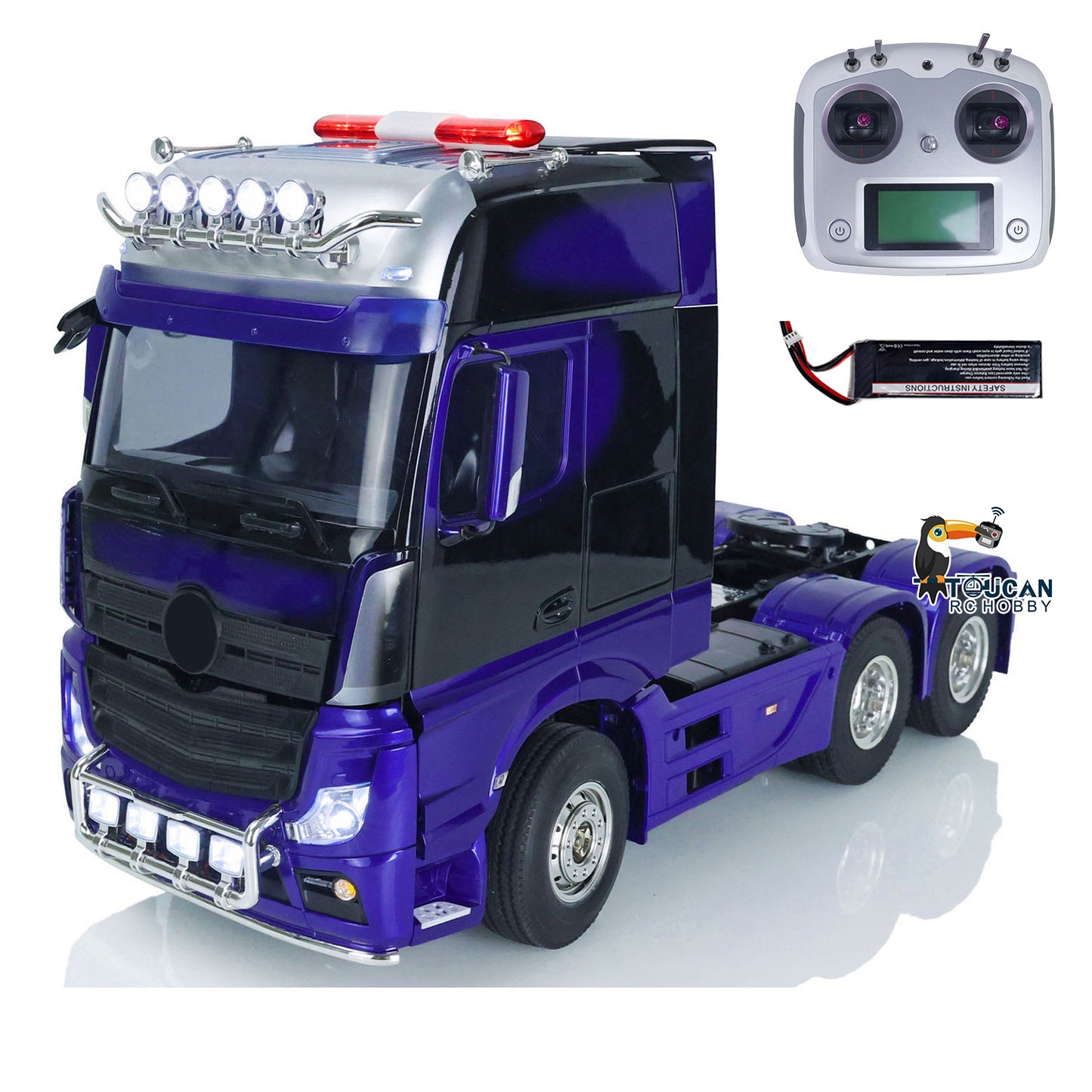 1/14 Three Axles RC Tractor Truck 6x4 Painted Assembled Car Model Motor ESC Servo Sound Light Warning Light