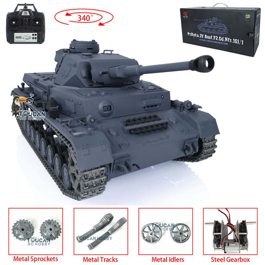US STOCK Second-Hand Used Henglong 1/16 7.0 Upgraded German RC Tank Remote Control Panzer IV F2 RTR 3859 Metal Tracks Hobby Model