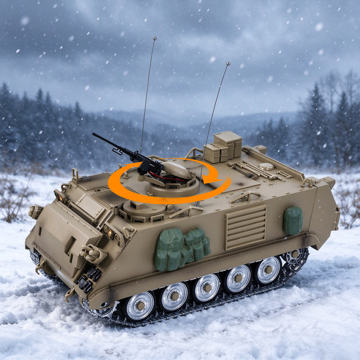 TOUCAN RC HOBBY Tongde 1/16 RC Tank M2412-C M113A2 APC Infrared Turret Rotary 360 Degree Remote Control Electric Military Vehicle Metal Wheels