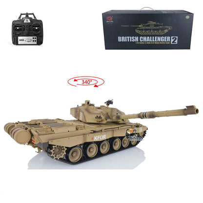 TOUCAN RC HOBBY Ausverkauft US-Lager 2.4G Heng Long 1/16 Maßstab 7.0 Kunststoff-Version Challenger II RTR RC Panzer Funksteuerung 3908 Gelb Ketten-Antriebsräder
