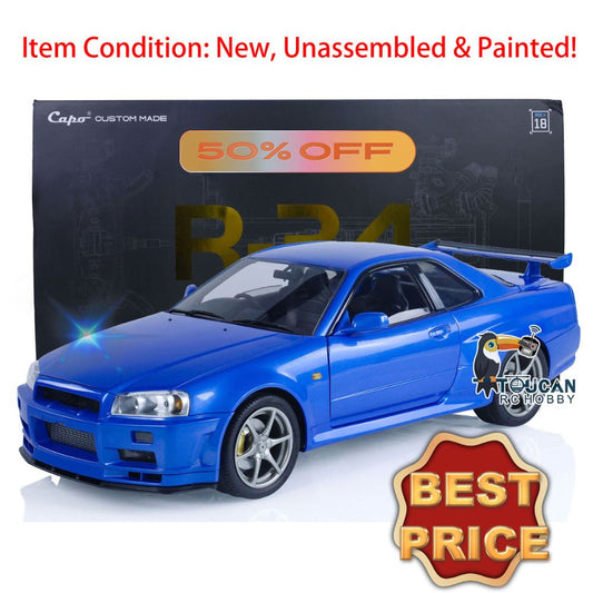 In Stock Metal 1/8 Capo Painted RC Racing Car Electric Radio Control High-Speed Drift Vehicles R34 Hobby Model Collection Toys