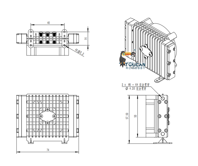 CUT Model Metal Oil Filter Oil Tank M3 M5 Nozzle Hydraulic Pump with Brushless Motor Radiator Cooling Fan for 1/12 1/14 1/16 RC Excavator Loader Dozer Truck Construction Vehicles