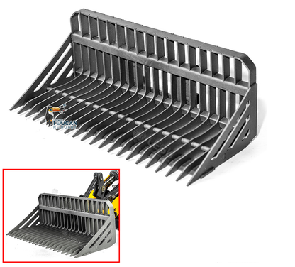 TOUCAN RC HOBBY LESU 1/14 Metal Sieve Bucket Gripper Dozer Shovel Rake Bucket for AOUE MCL8 AT1050 WA100M-8 RC Hydraulic Loader Construction Vehicles DIY Model