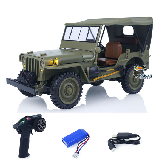 US Stock HG 1/14 4x4 Electric Military Truck HG4 58 Convertible Off Road Combat Vehicle Remote Control Car 2Speed Light Sound Motor Model
