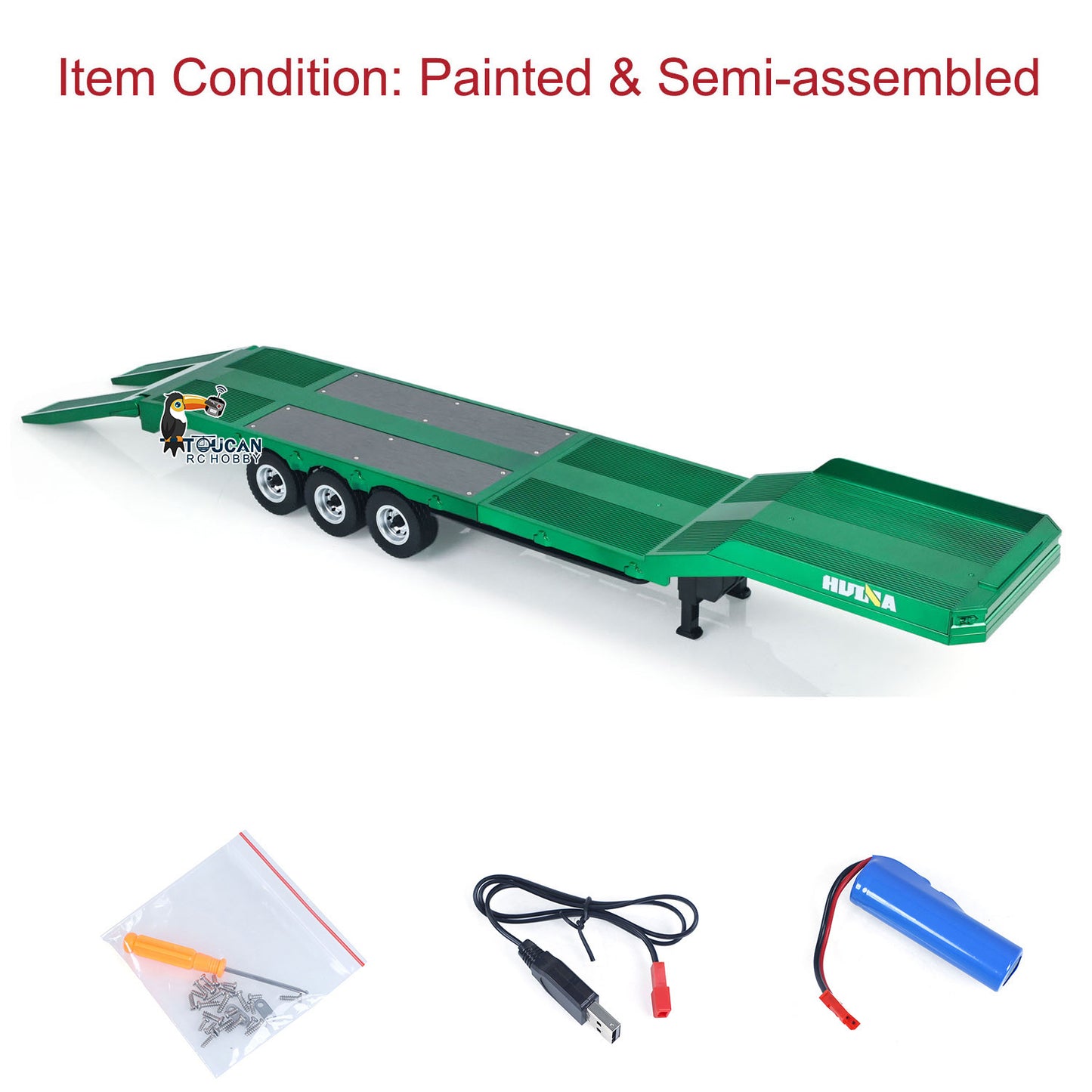 Fast Free Shipping for EU HUINA 1/18 Plastic Flatbed Semi Trailer 1502 for Radio Controlled Tractor Truck 1501 Electric Support Legs Battery No Light