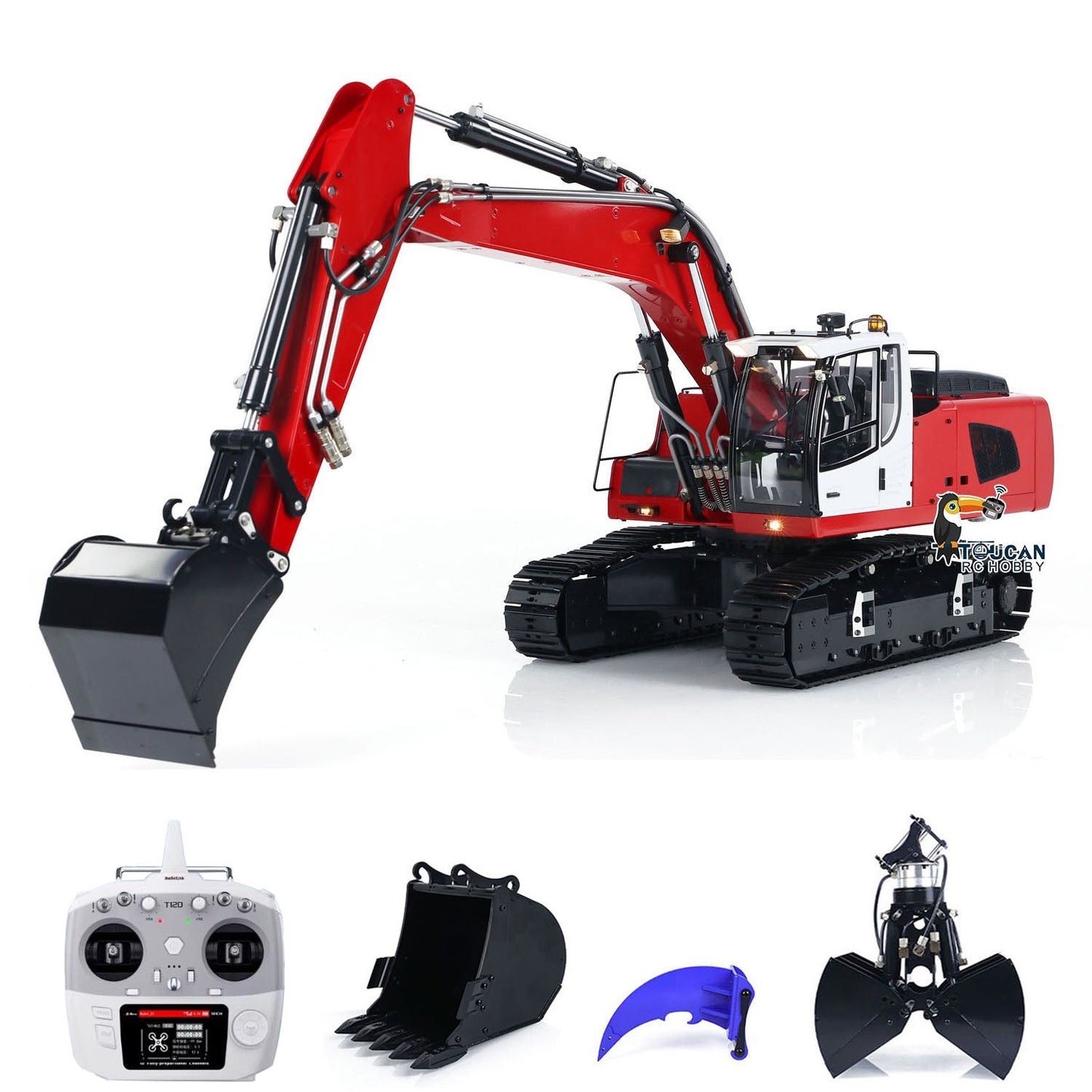TOUCAN RC HOBBY MTModel 946 1/14 Metal RC Hydraulic Excavator Remote Control Engineering Vehicle 5CH Directional Valves Clamshell Bucket Ripper