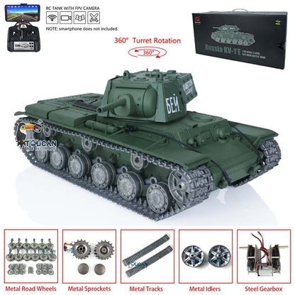 TOUCAN RC HOBBY Heng Long TK7.0 1/16 T72 3939 Soviet Union KV-1 3878 RC Tank FPV 360 Degree Turret BB IR Metal Barrel Tracks Drive Idler Road Wheels
