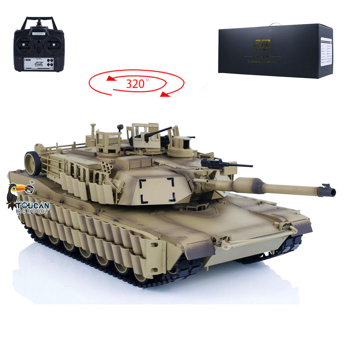 Tongde 1/16 Abrams M1A2 RC Infrared Battle Tank SEP TUSK II Remote Con ...
