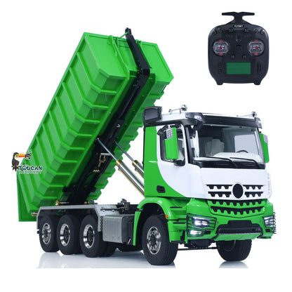 1/14 8*8 Metal Hydraulic RC Full Dump Truck Roll On Off Remote Controlled Tipper Car Hobby Model Sound Light Light System