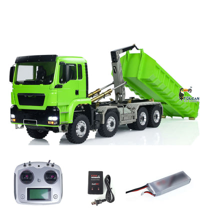 LESU 1/14 8x8 Metal Hydraulic RC Roll On Off Dump Truck 2 Speed Transmission FlySky I6S Radio Controller Sound Light System