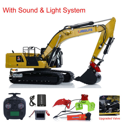 TOUCAN RC HOBBY Kabolite K961 100S Pro 1/18 Metal RC Hydraulic Excavator RTR ST8 Controller Quick-Release Coupler Breaker Hammer Claw Ripper Light Sound for Construction Model Collectors