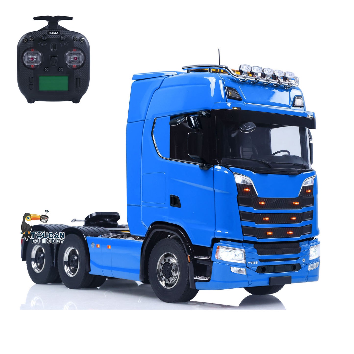 770S 1/14 6X6 RC Tractor Truck Liftable Rear Axle Wheel Hub Reduction Differential Locks Hobbywing ESC Flysky ST8 Light System