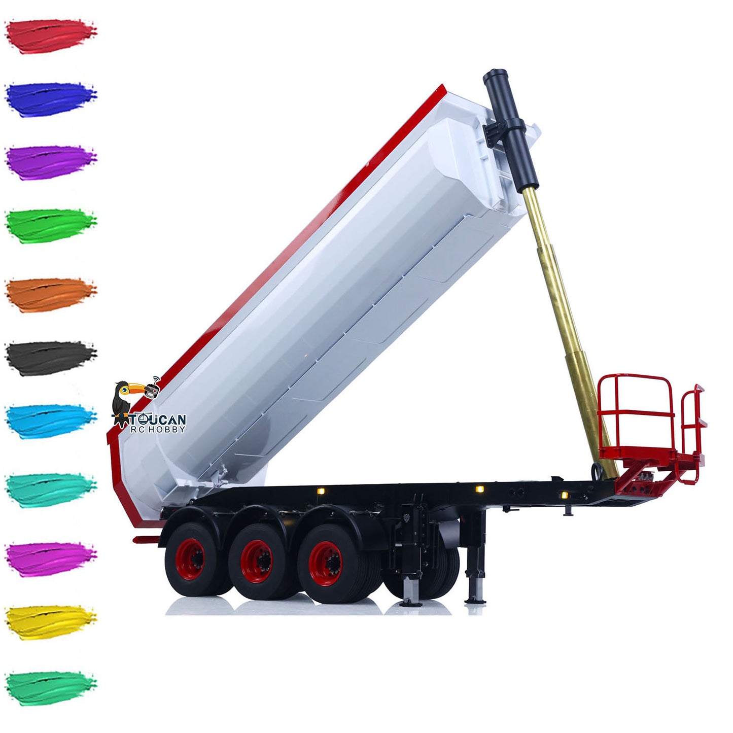 In Stock LESU Metal 3Axles 1/14 Hydraulic Dump Semi-Trailer U Shaped Bucket for DIY TAMIYA Remote Control Tractor Truck Light System