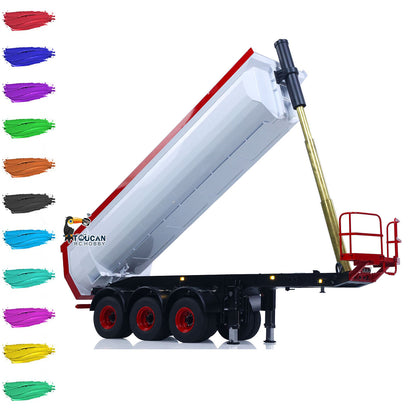 In Stock LESU Metal 3Axles 1/14 Hydraulic Dump Semi-Trailer U Shaped Bucket for DIY TAMIYA Remote Control Tractor Truck Light System