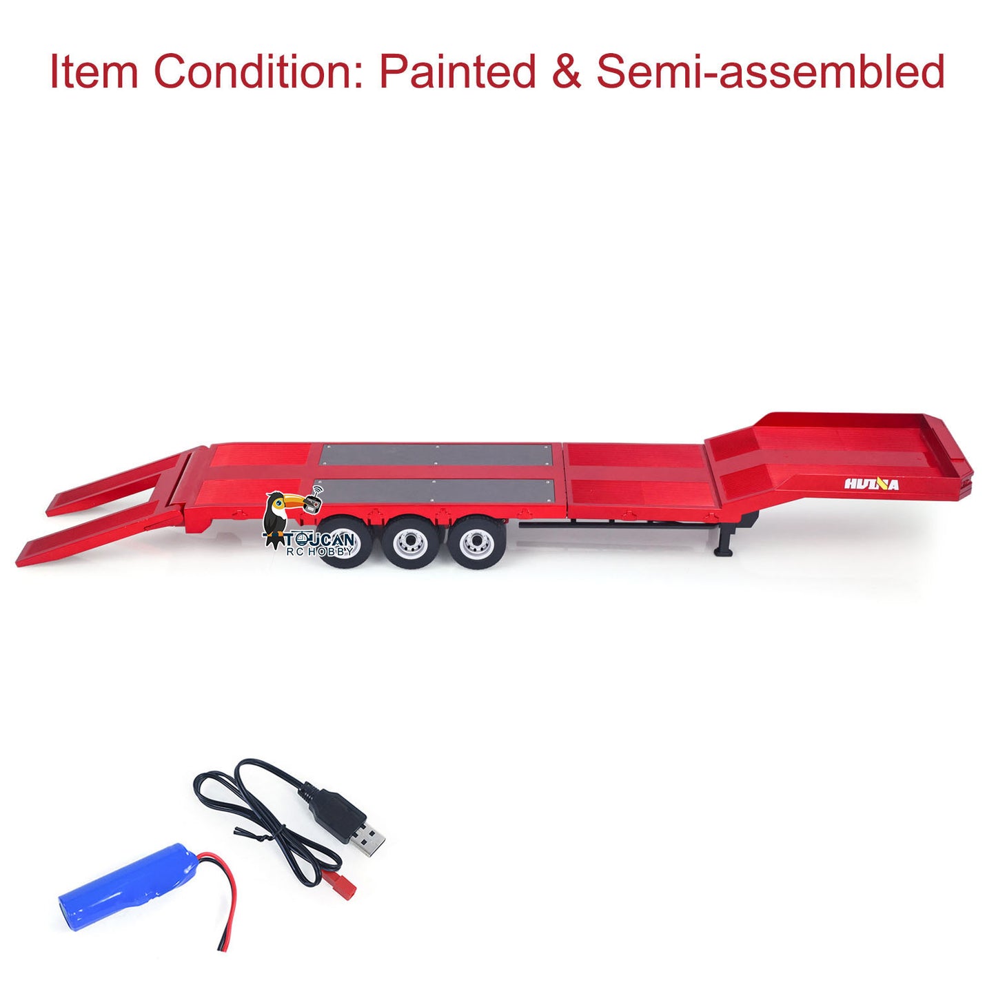 US Stock 3 Axle Plastic Semi Trailer Flatbed 1502 for 1/18 Remote Control Tractor Truck HUINA 1501 RC Lorry Car Model Upgrade Parts