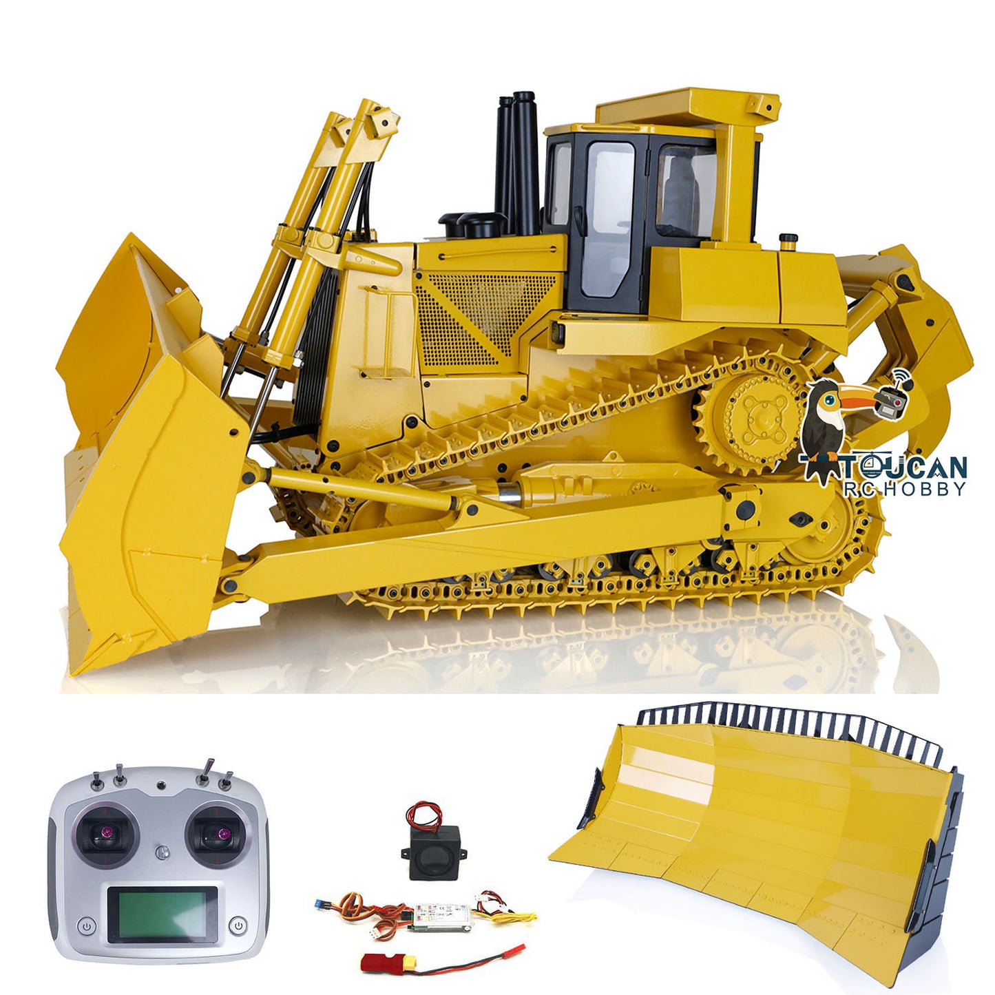JDModel 1/14 MetalHydraulic RC Bulldozer Remote Controlled Construction Vehicles DXR2 with Upgraded Blade Model