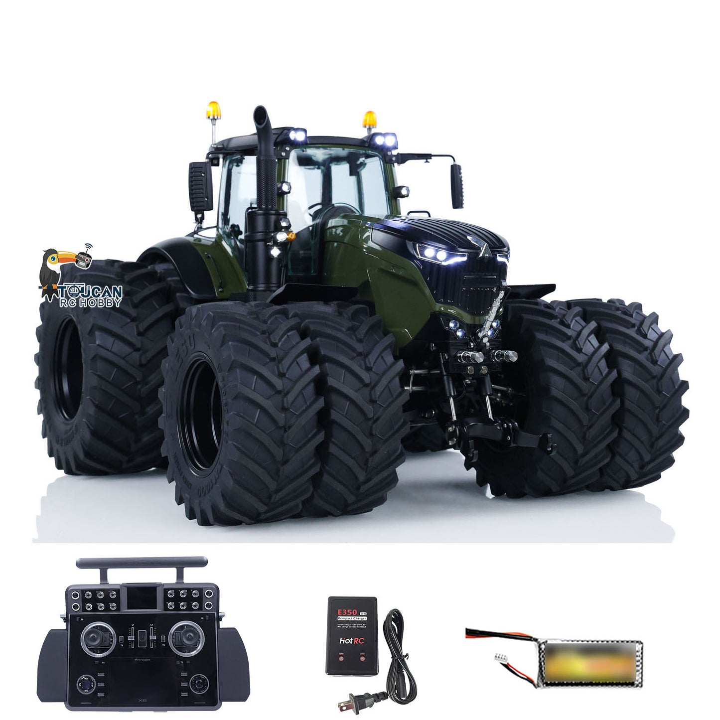 Metal LESU Remote Control 1/14 Hydraulic Tractor AOUE 1050 4x4 Double Wheels Agricultural Vehicle RTR Model Frsky Radio Battery