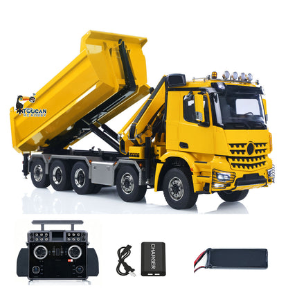 TOUCAN RC HOBBY LXY 1:14 10*10 RC Hydraulic Crane Full Dump Metal Lorry Rear Axle Steering with U-shaped Short High Standard Bucket Timber Flatbed