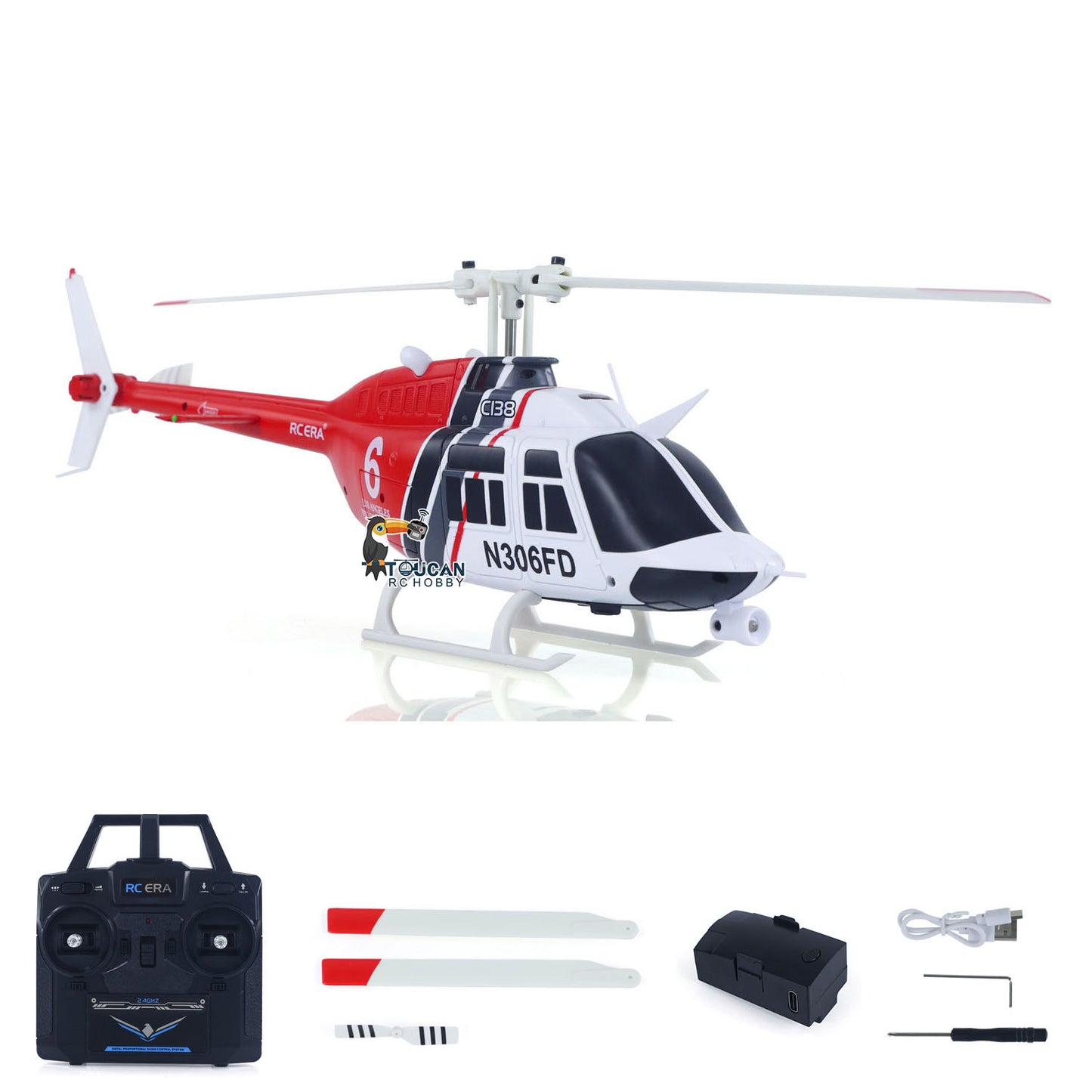 US Stock New C138 RC Helicopter Bell206 Simulation Model 2.4G Remote Control Stunt Aircraft 6 Axis Gyroscop Servo Children Mini Toys