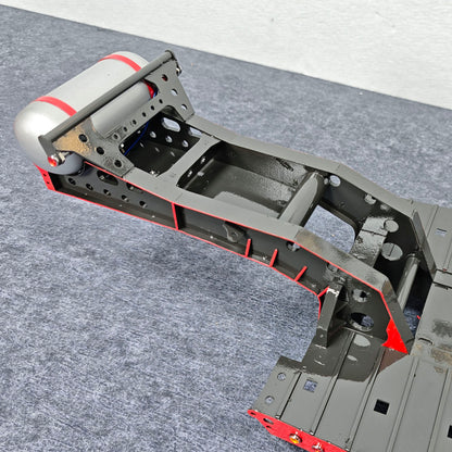 Stainless Steel Gooseneck Lowboy Trailer 2 Axles W/ Lamp Beads for 1/14 DIY Tamiya Remote Control Tractor Truck No Battery