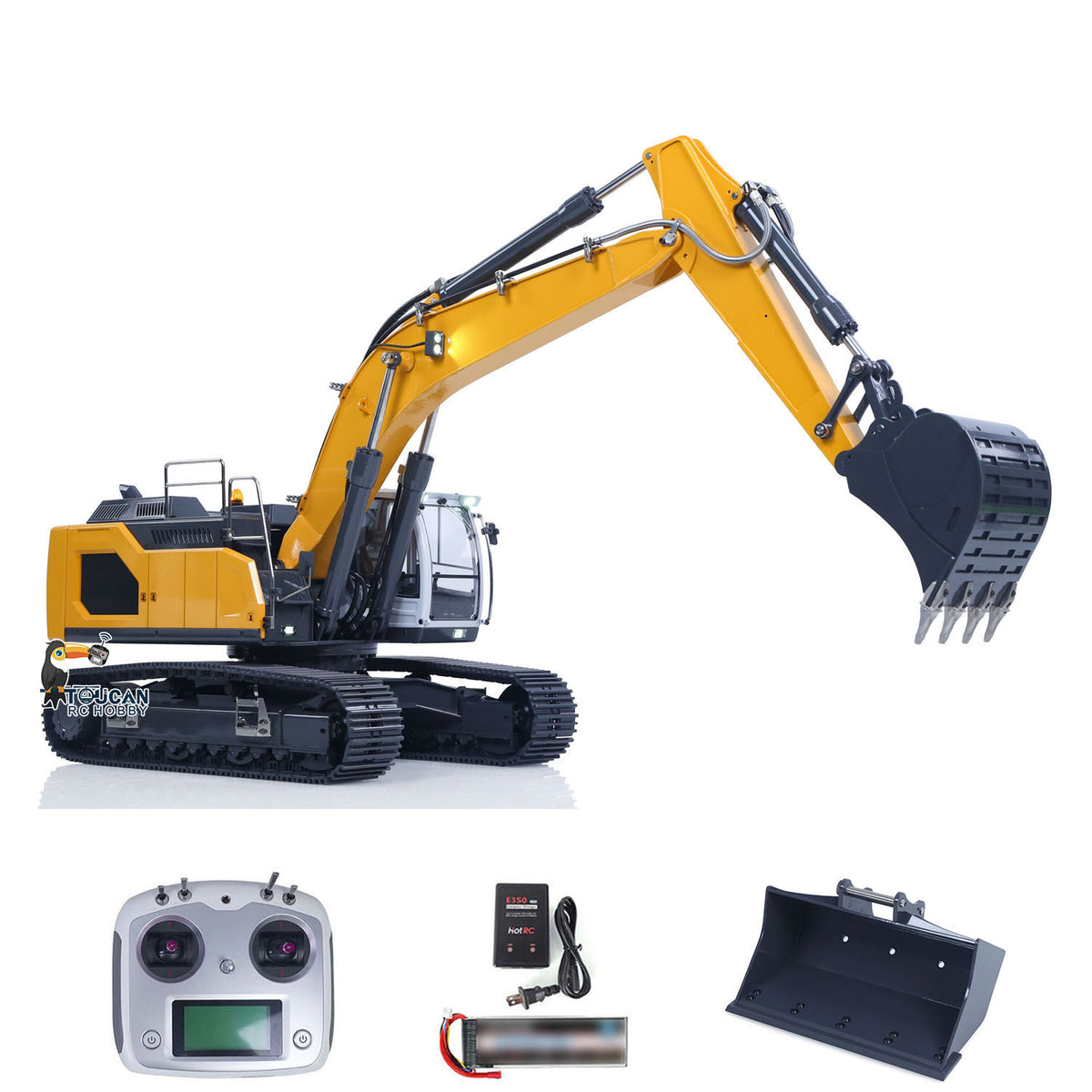 TOUCAN RC HOBBY XDRC Fast Free Shipping for EU 1/14 Hydraulic RC Excavator RTR Remote Control Trucks Engineering Vehicle Model Light System Quick Coupler Battery Charger
