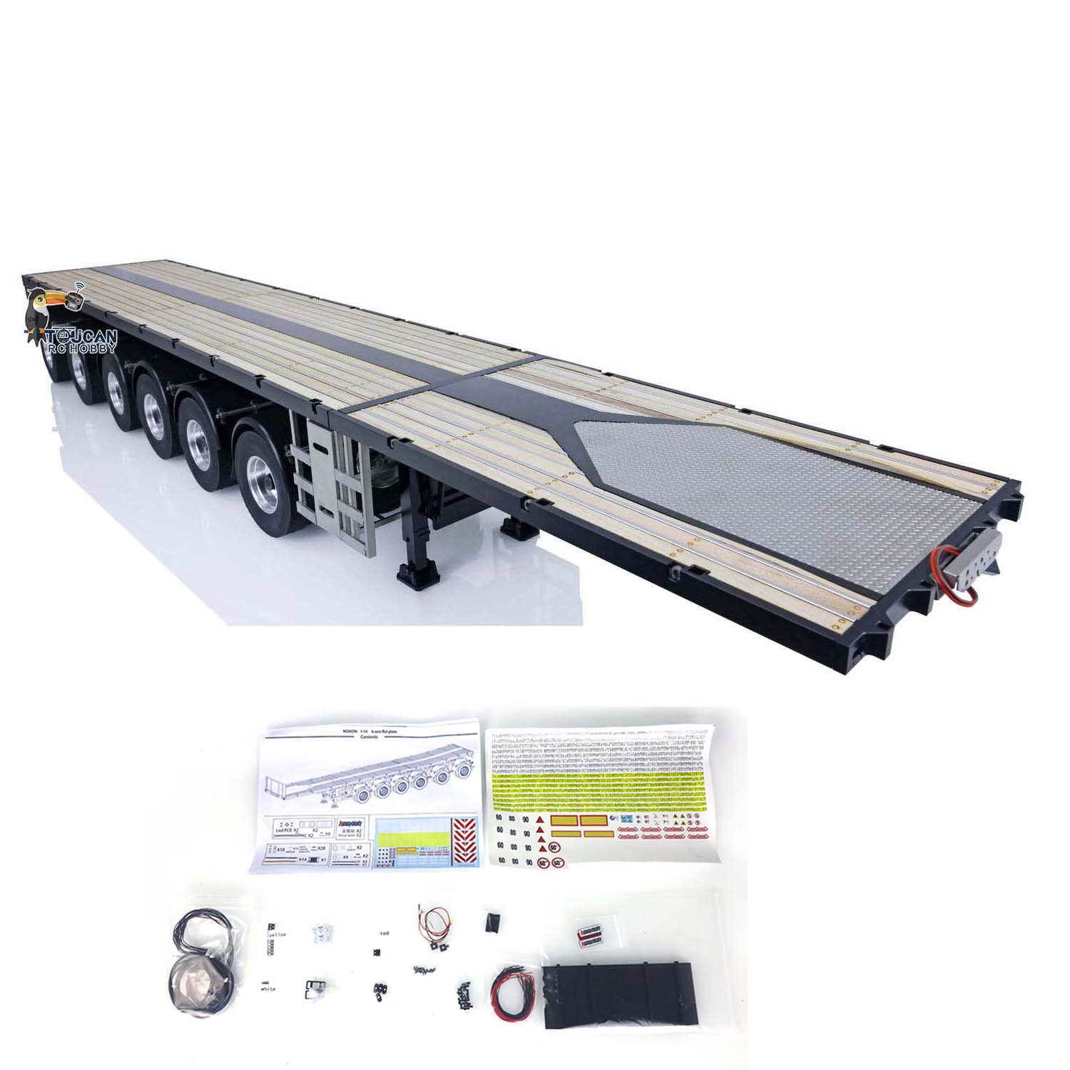 Fury Bear 6 Axles Flat Trailer for 1/14 RC Tractor Truck Radio