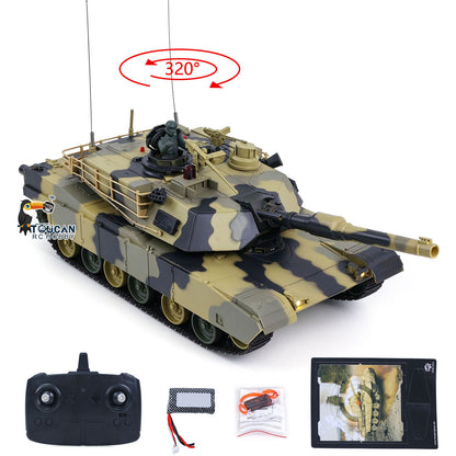 TOUCAN RC HOBBY Heng Long 1/24 RC Tank Abrams M1A2 3816-2 2.4G Remote Control Battle Vehicle Panzer Simulation Model Painted Assembled