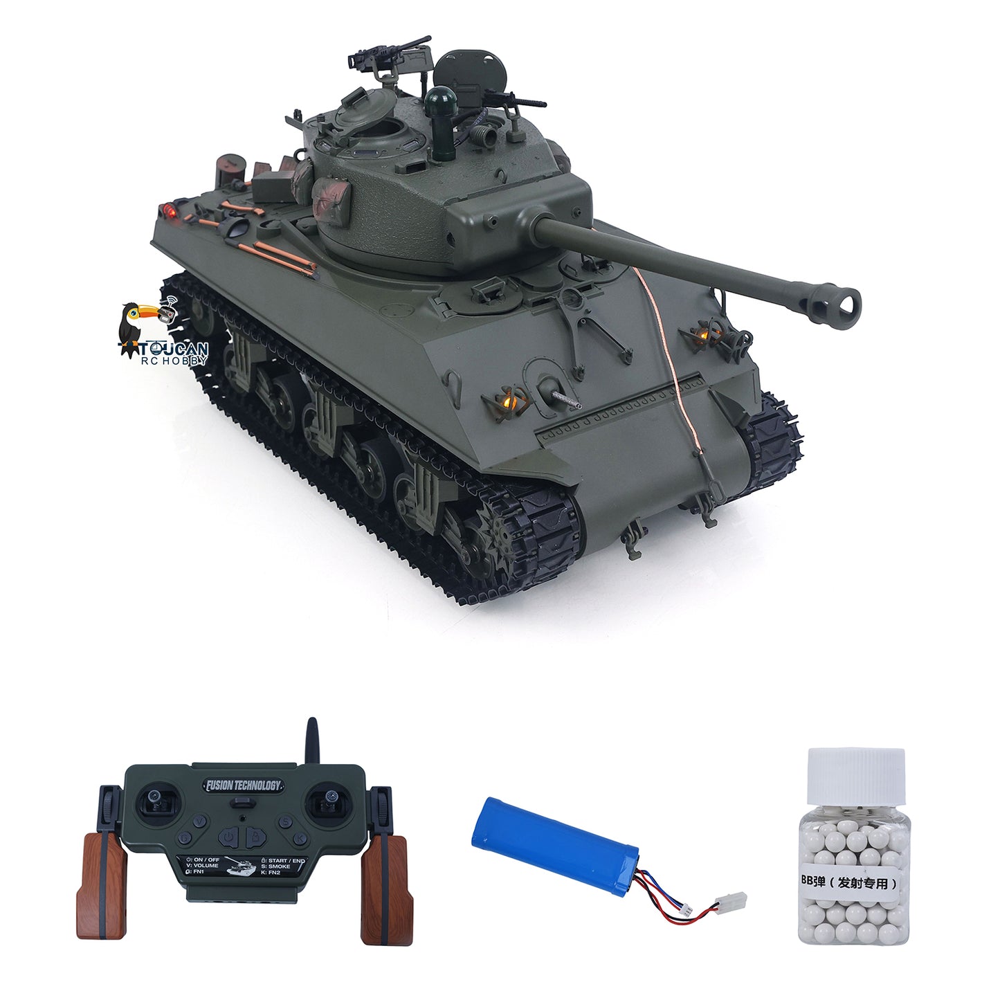 In Stock Large Hatch 1/16 Remote Control Tank Sherman M4A3 Infrared System Barrel Elevation Smoke Unit Metal Chassis Gearbox 360 Degrees Turret
