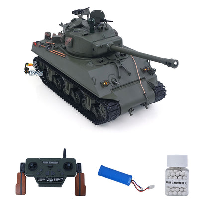 In Stock Large Hatch 1/16 Remote Control Tank Sherman M4A3 Infrared System Barrel Elevation Smoke Unit Metal Chassis Gearbox 360 Degrees Turret