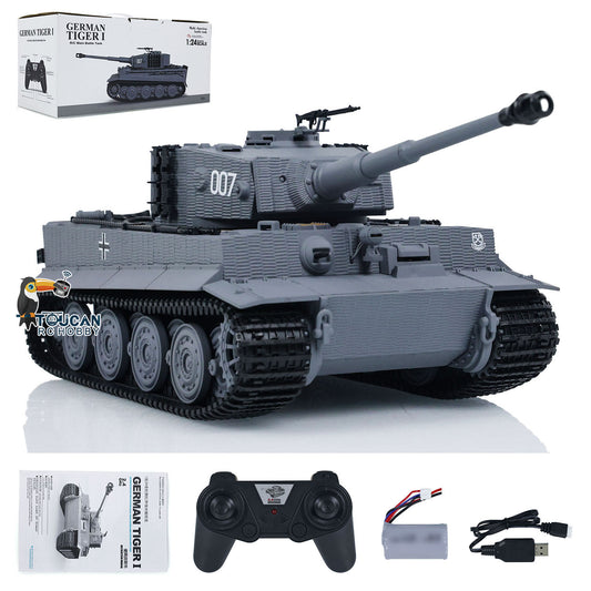 Taigen 1/24 217 007 RC Battle Tank Tiger I Remote Control Military Tanks Armored Panzer Infrared Combat USB Assembled Painted