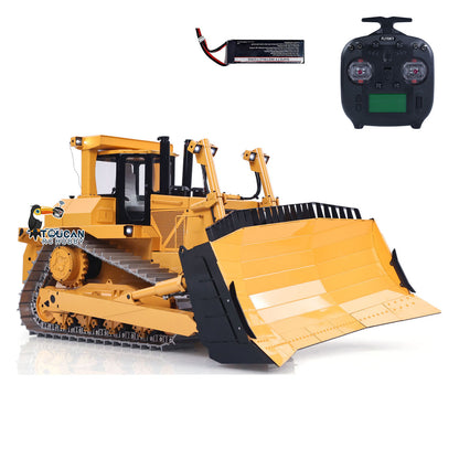 1:14 Metal Remote Control Hydraulic Bulldozer JDM-98 Ultra RC Heavy Machine Model Light System Flysky ST8 Radio Sound Battery
