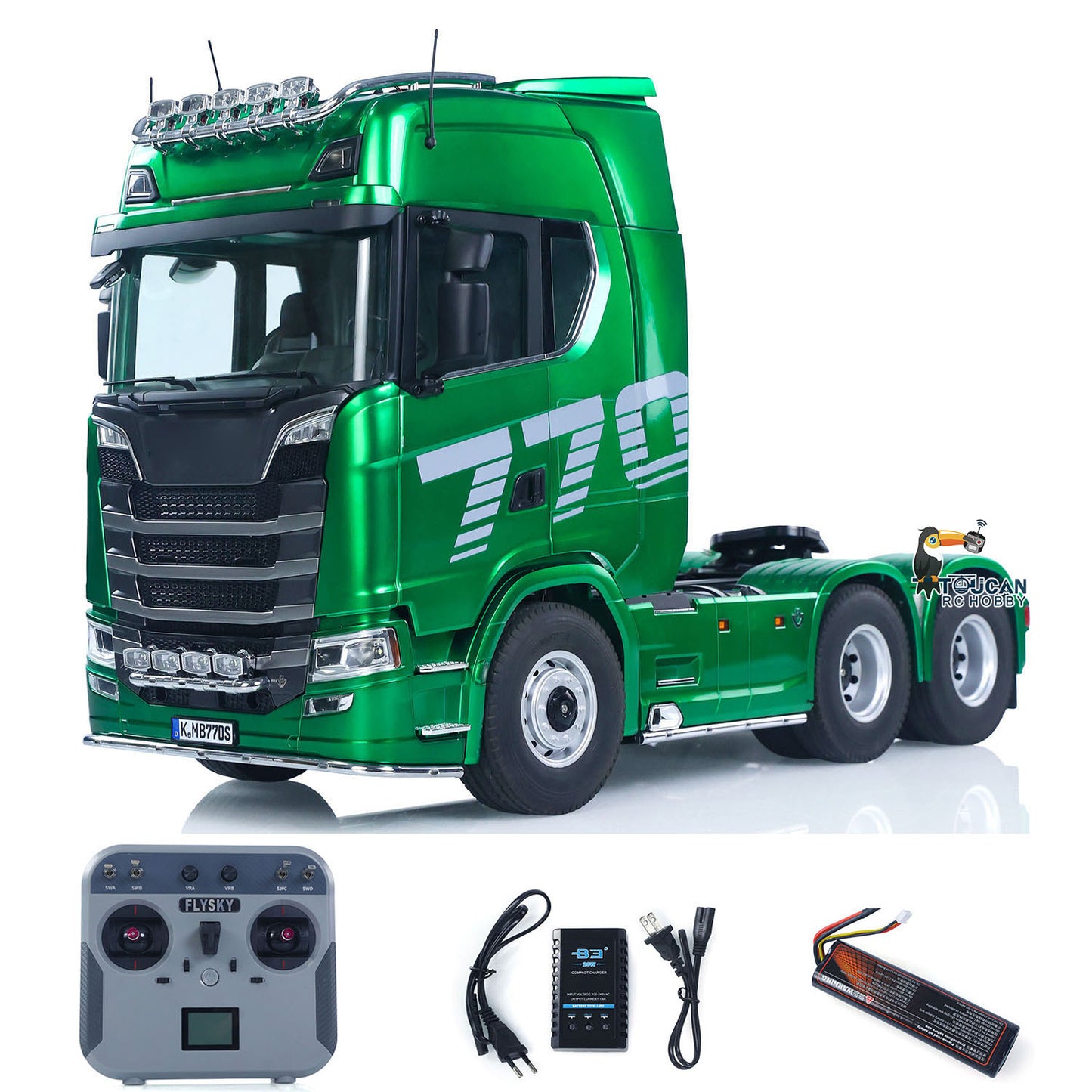 USED KABOLITE Metal 1/14 770S 100 RC Tractor Truck 6x6 Remote Control Lorry RTR Car Model 2Speed Gearbox Differential Lock Battery Radio System Light Sound teshulianjie
