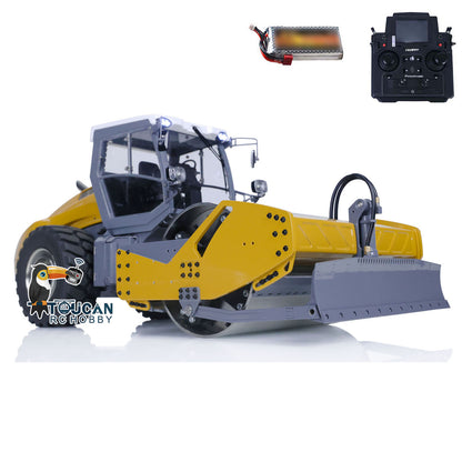 LESU Aoue H13i 1/14 Metal Hydraulic RC Road Roller A0009 Lock Differential Axles Front Shovel Light Sound System for Backyard Fun