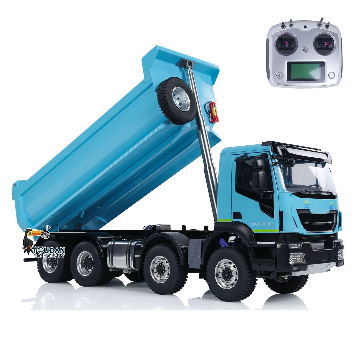 1/14 8x4 Metal Hydraulic RC Dump Truck 2-speed Radio Control Tipper Car Simulation DIY Model Painted ESC Servo Motor