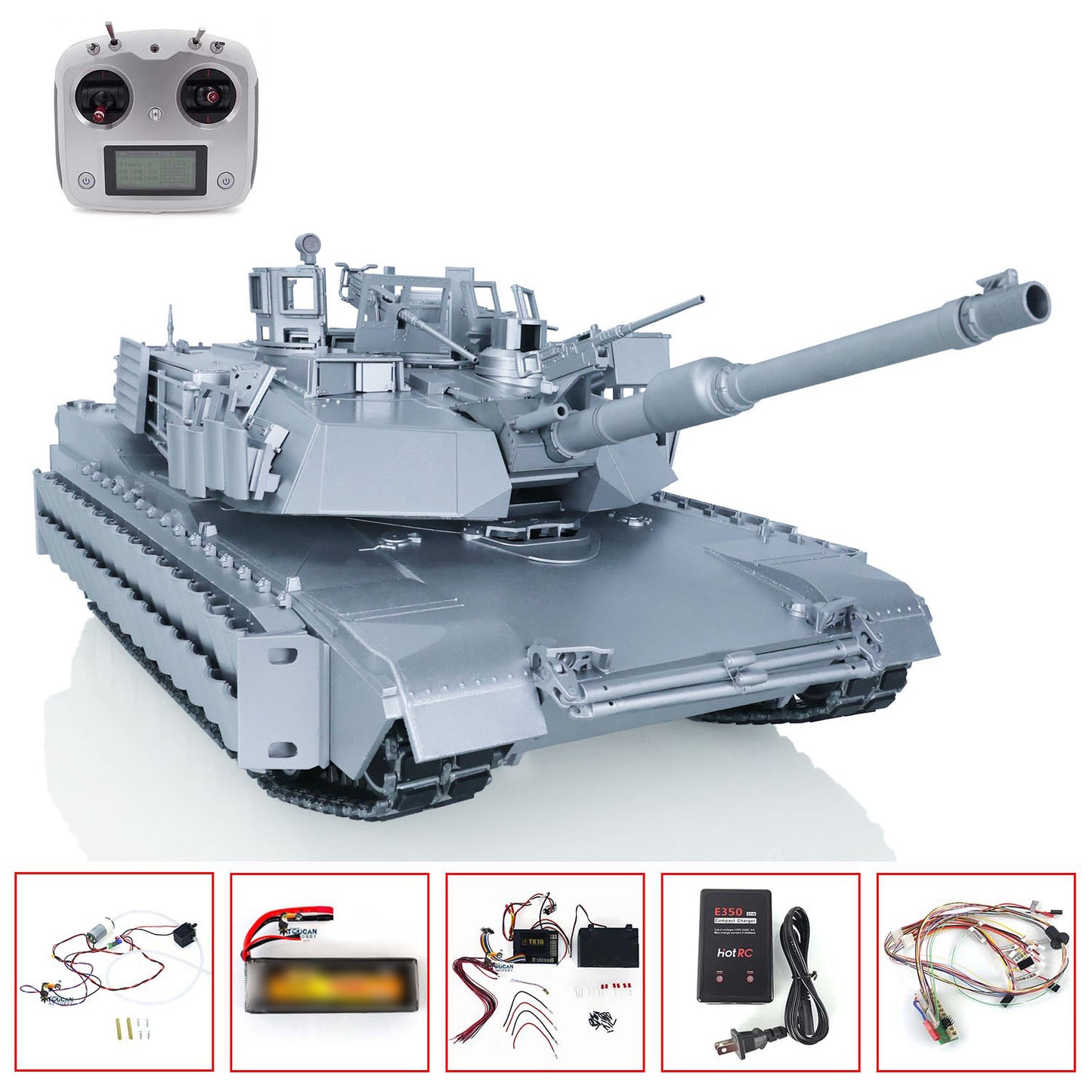 1:16 RC Military Tank 3918 Full Metal Abrams M1A2 TUSK II Ready to Run Remote Controlled Tracked Car Driving Gearbox Barrel Recoil and Lifting System TK16 Mainboard Smoke Unit