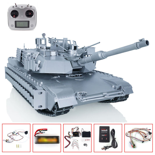 1:16 RC Military Tank 3918 Full Metal Abrams M1A2 TUSK II Ready to Run Remote Controlled Tracked Car Driving Gearbox Barrel Recoil and Lifting System TK16 Mainboard Smoke Unit