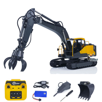 In Stock 1/16 DoubleE E598 003 Electric Lifting RC Excavator Metal 2Arms Remote Control Digger VO Hammer Bucket Claw 360?? Rotating